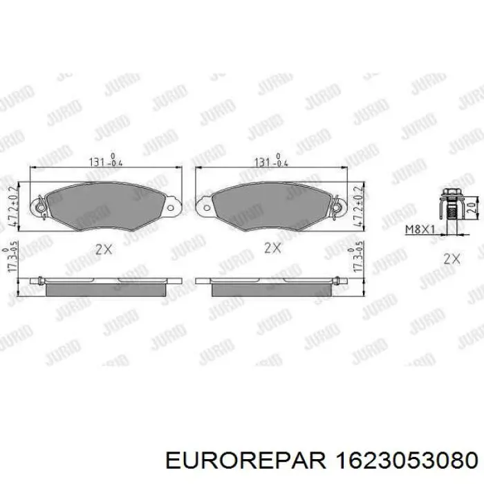 Купити 1623053080 Eurorepar Колодки гальмівні передні, дискові