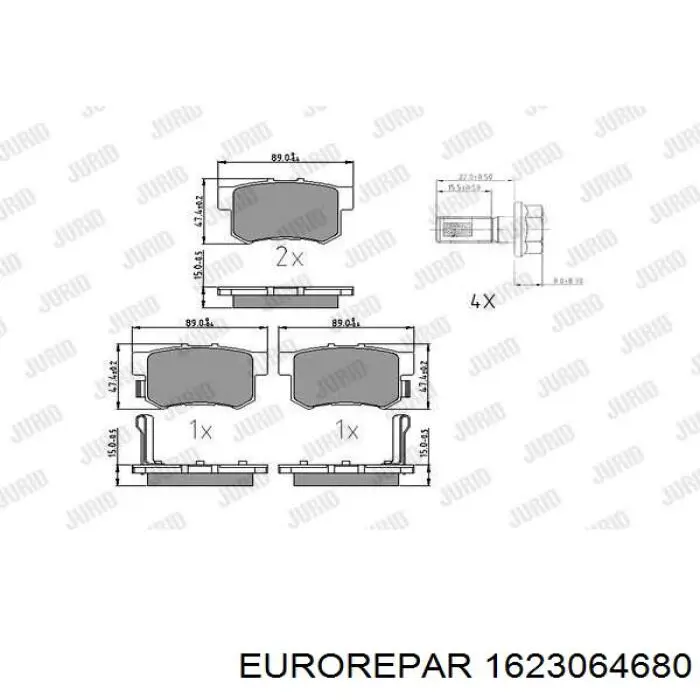 Задні гальмівні колодки Eurorepar 1623064680 ціна, від 13.15 USD