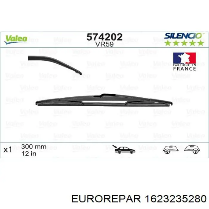 1623235280 Eurorepar Щітка склоочисника задня