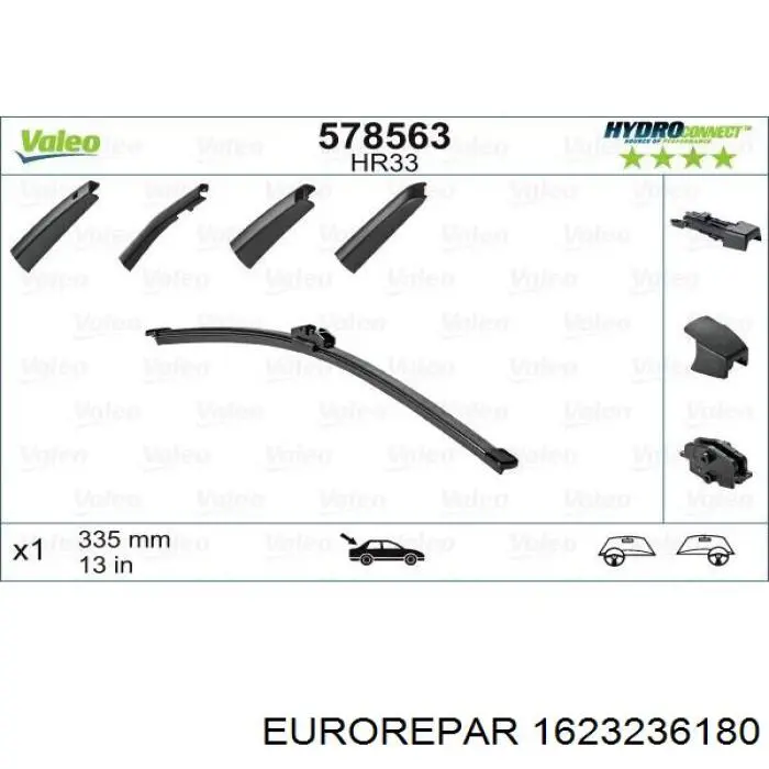 1623236180 Eurorepar Щітка склоочисника задня