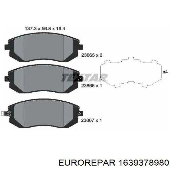1639378980 Eurorepar колодки гальмівні передні, дискові