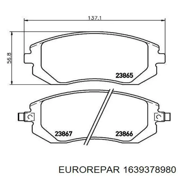 Гальмівні колодки Eurorepar 1639378980 ціна, від 22.73 USD