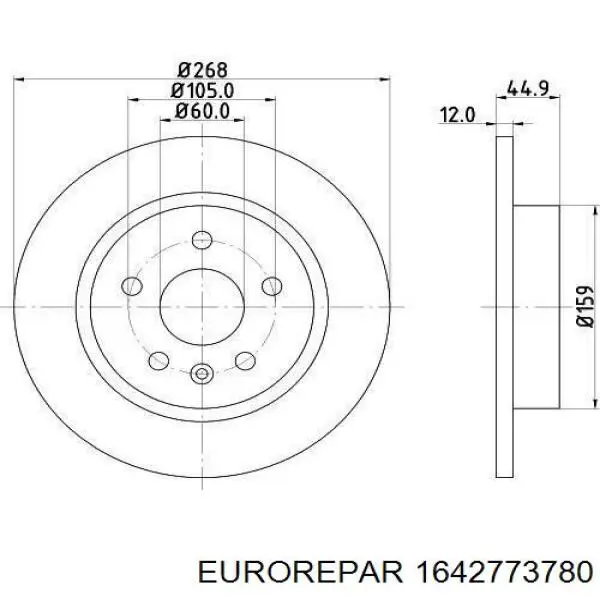 Купити 1642773780 Eurorepar Диск заднього гальма