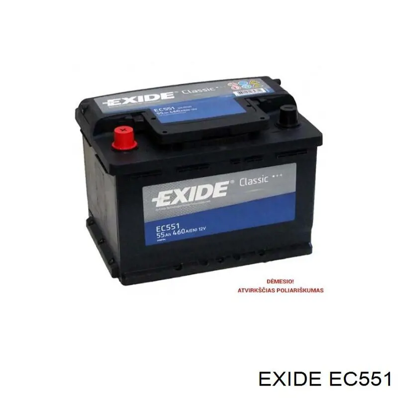 EC551 Exide Аккумуляторная батарея акб (12 В, 55 А, клеммы 1 (EN), полюса 1 (прямая), 242x175x190 мм)