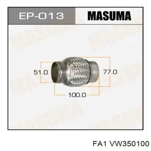 Купити VW350100 FA1 Гофра до глушника