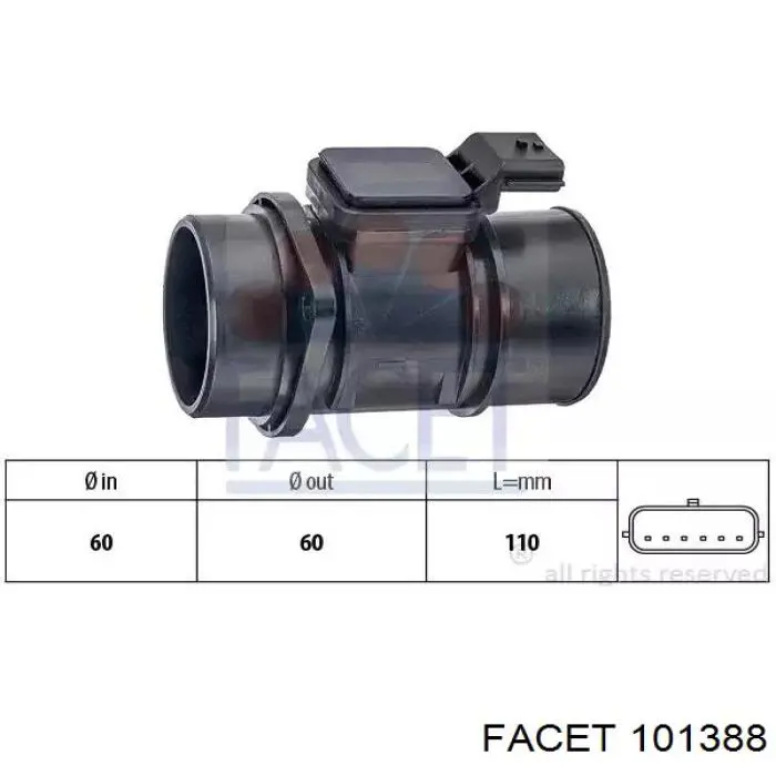 Датчик масової витрати повітря Facet 101388 ціна, від 63.41 USD