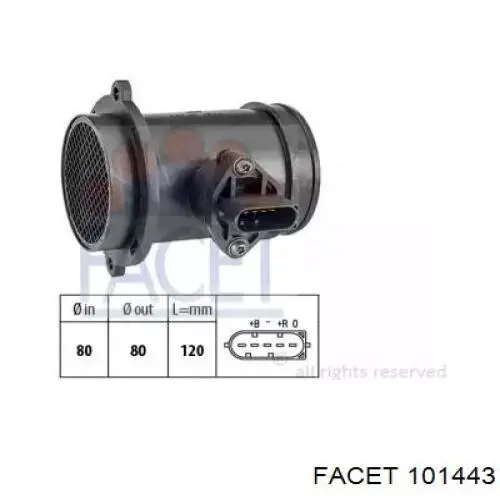 Датчик потоку (витрати) повітря, витратомір MAF - (Mass Airflow) 101443 Facet