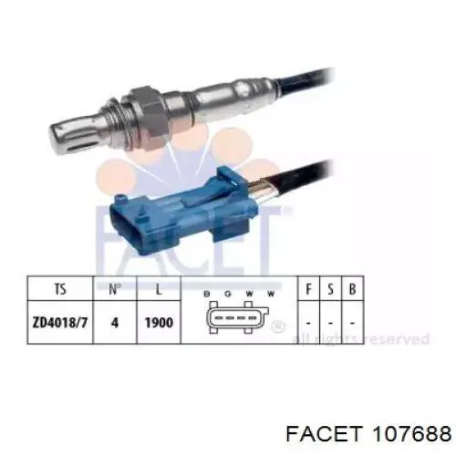 Лямбдазонд, датчик кисню після каталізатора Facet 107688 ціна, від 47.59 USD