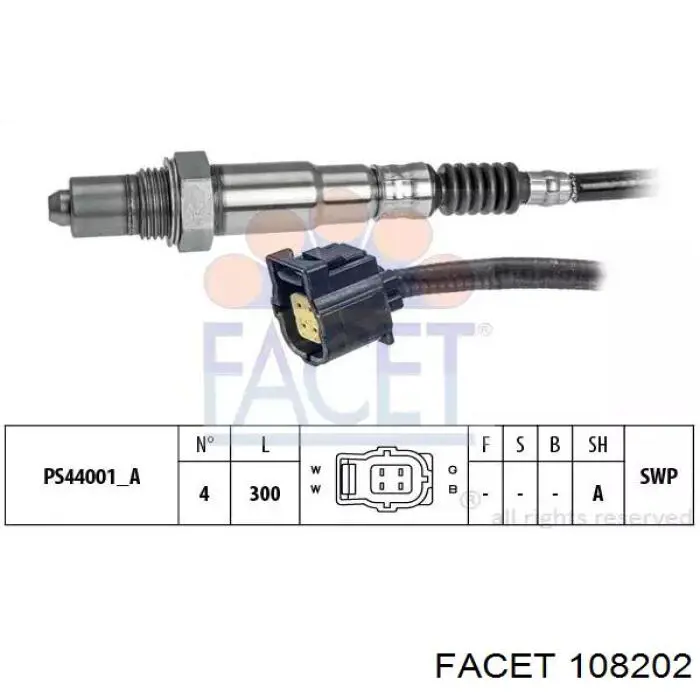 Лямбдазонд, датчик кисню після каталізатора Facet 108202 ціна, від 31.67 USD