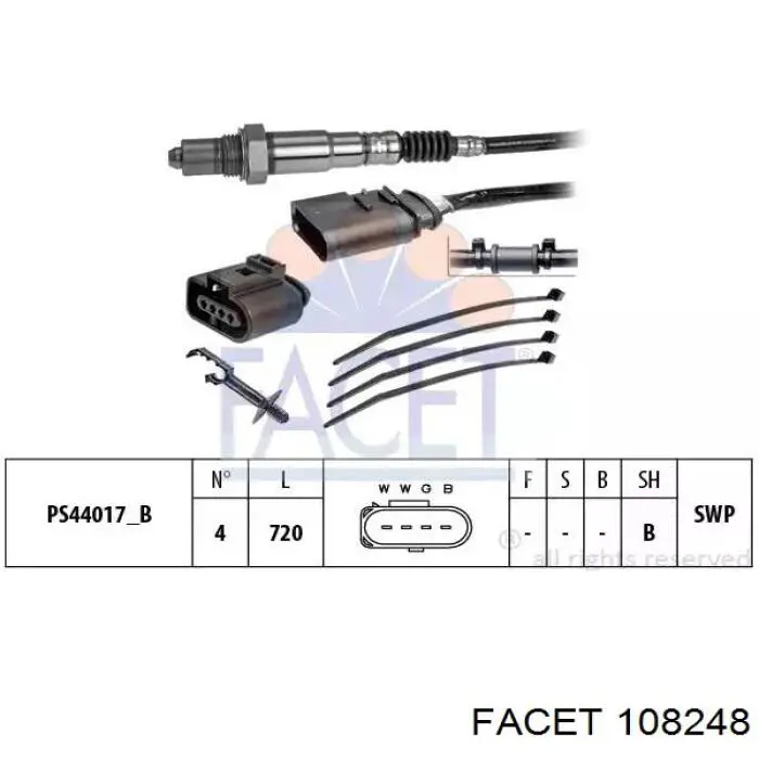 Лямбдазонд, датчик кисню після каталізатора Facet 108248 ціна, від 51.92 USD