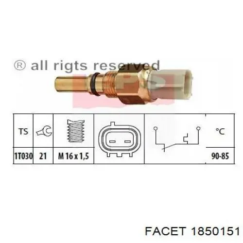 1850151 Facet термо-датчик включення вентилятора радіатора