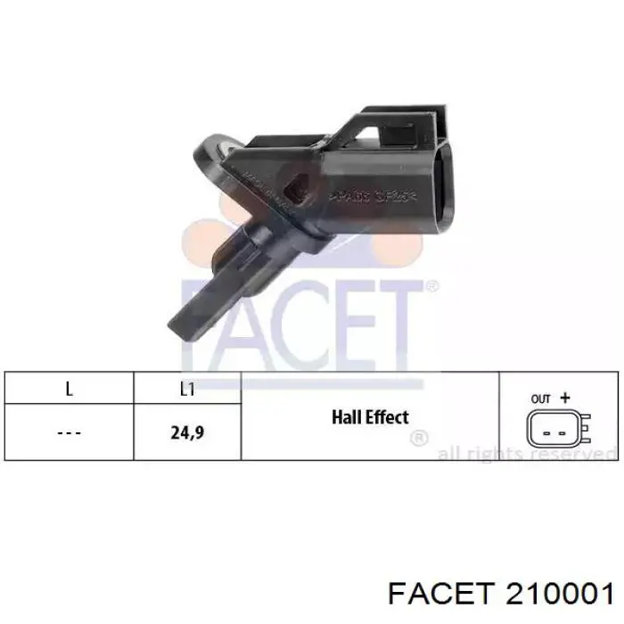 Датчик ABS передній Facet 210001 ціна, від 10.97 USD