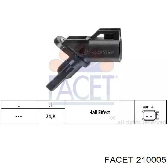 Датчик ABS передній Facet 210005 ціна, від 15.24 USD