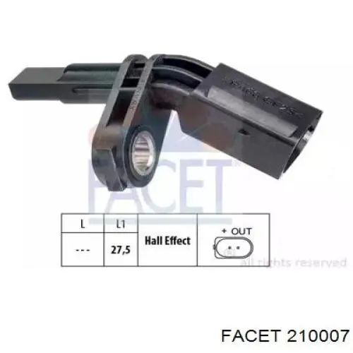 Датчик АБС (ABC) передній, лівий Facet 210007