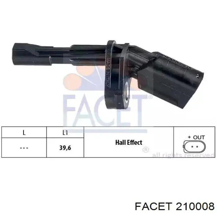 Купити 210008 Facet Датчик АБС (ABS) задній, правий