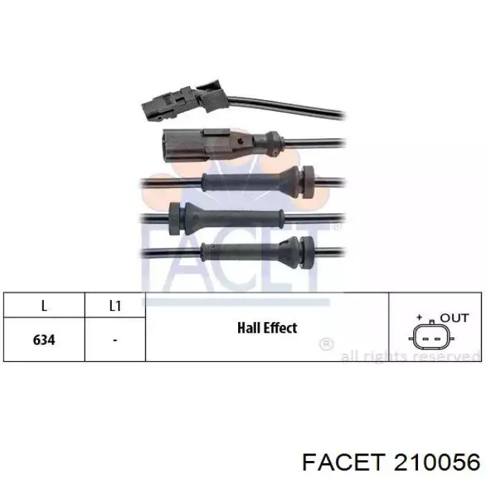 Датчик ABS передній Facet 210056 ціна, від 17.10 USD