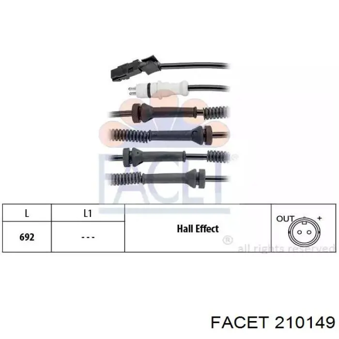Датчик ABS передній Facet 210149 ціна, від 19.26 USD