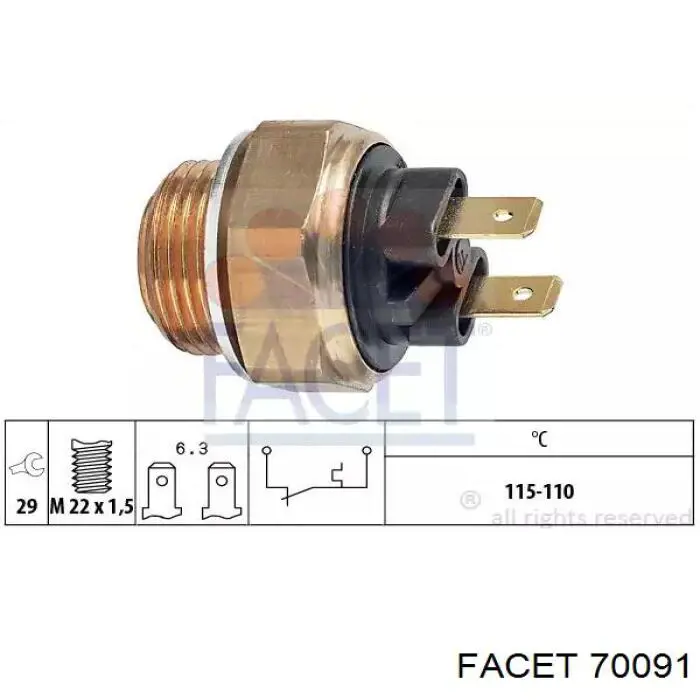 70091 Facet Датчик показника тиску масла