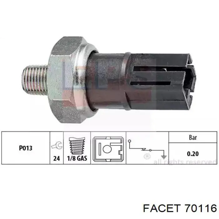 Купити 70116 Facet Датчик тиску масла