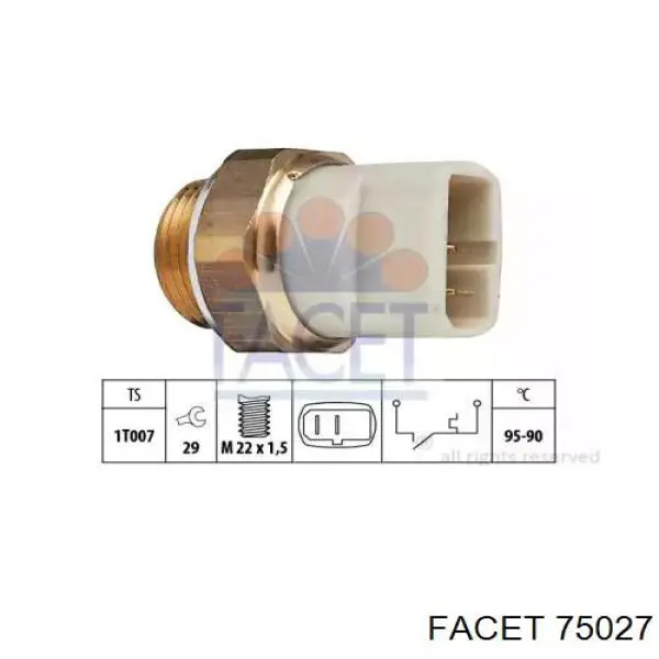 1850027 Facet термо-датчик включення вентилятора радіатора