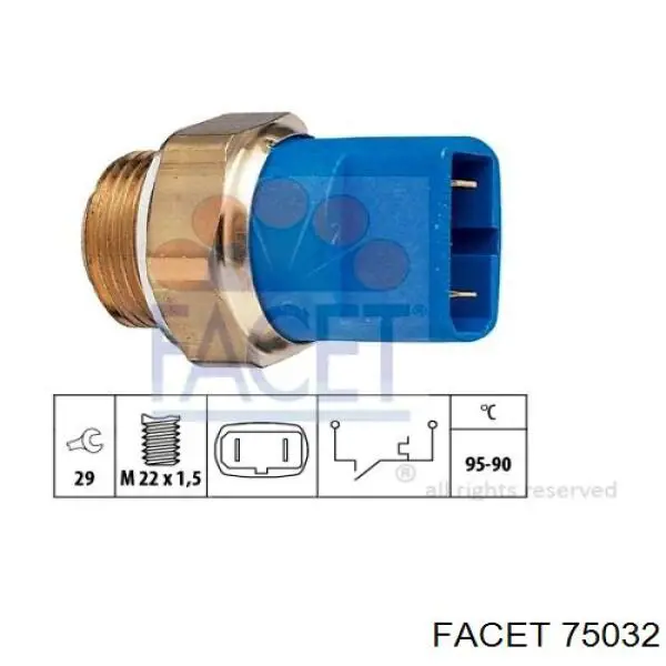 75032 Facet термо-датчик включення вентилятора радіатора