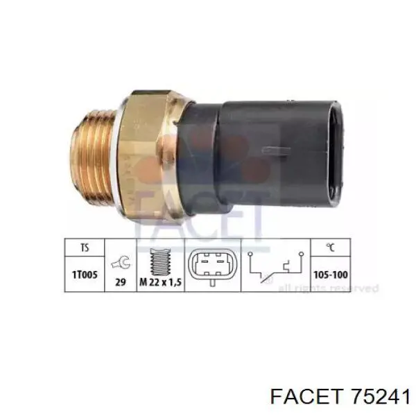 75241 Facet термо-датчик включення вентилятора радіатора