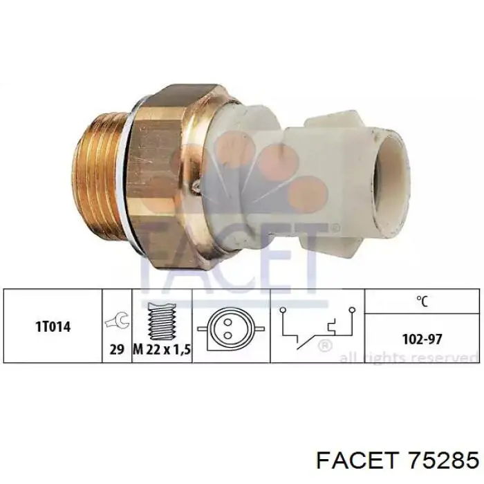 Термо-датчик включення вентилятора радіатора 75285 Facet