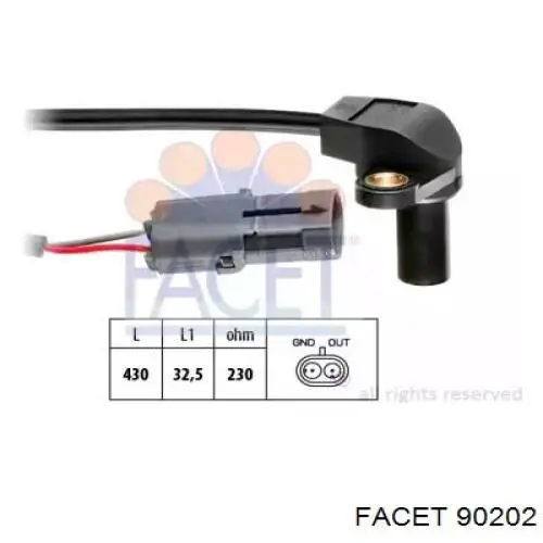 Датчик обертів колінвалу Facet 90202 ціна, від 19.04 USD