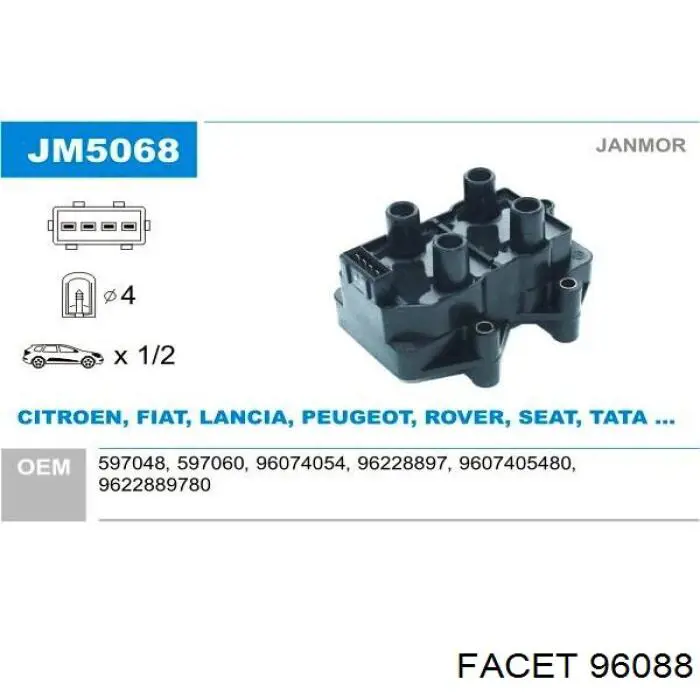Котушка запалювання Facet 96088 ціна, від 28.72 USD