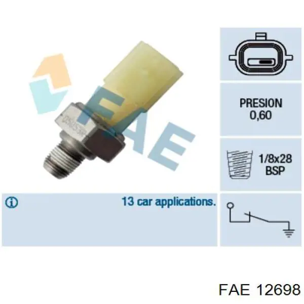 Манометри (показник тиску масла) FAE 12698 ціна, від 8.03 USD