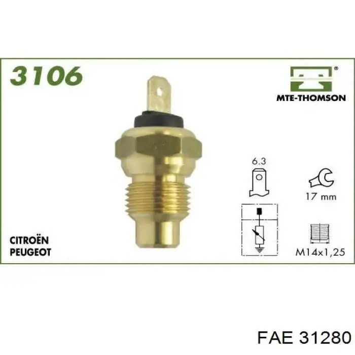 Купити 31280 FAE Датчик температури охолоджуючої рідини