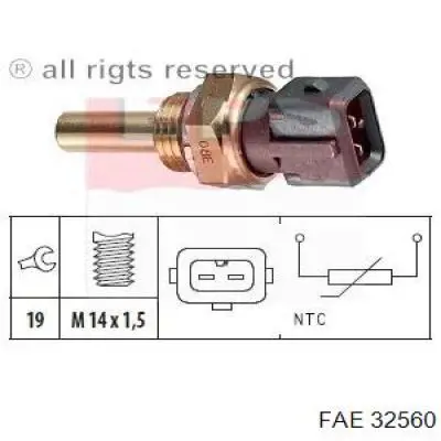 Купити 32560 FAE Датчик температури охолоджуючої рідини