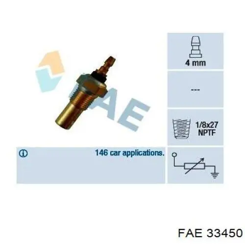 Купити 33450 FAE Датчик температури охолоджуючої рідини
