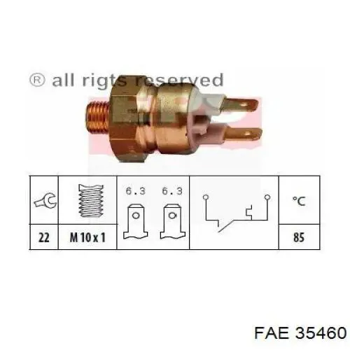 Термодатчик охолоджуючої рідини FAE 35460 ціна, від 11.68 USD