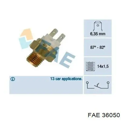 Термо-датчик включення вентилятора радіатора 36050 FAE