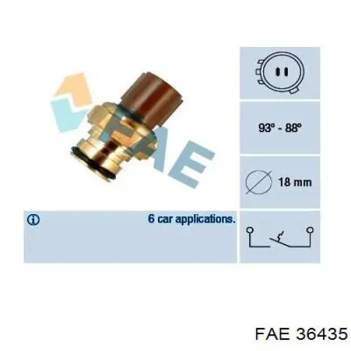 Купити 36435 FAE Датчик включення вентилятора