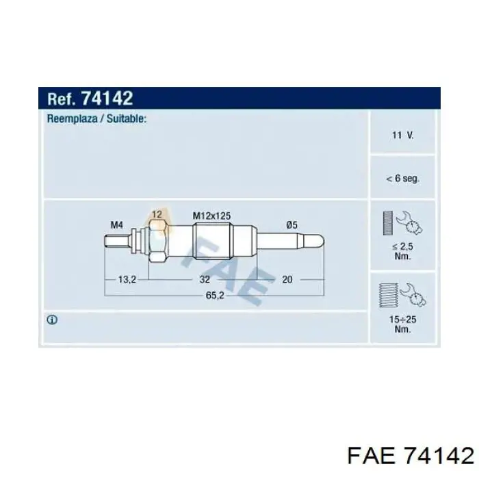 Свічка накалу 74142 FAE