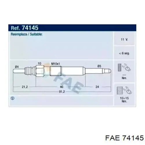Свічки запалювання FAE 74145