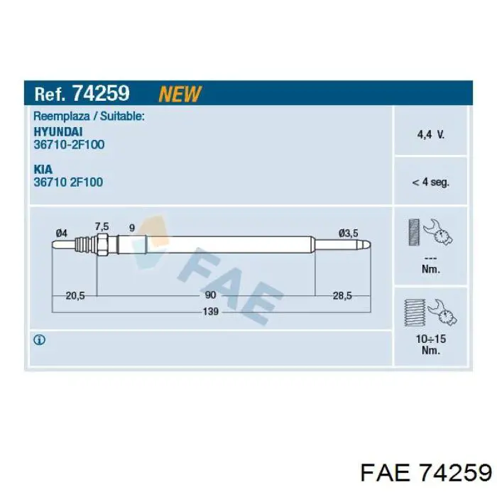 Свічка накалу 74259 FAE