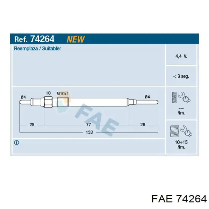 Свічка накалу 74264 FAE