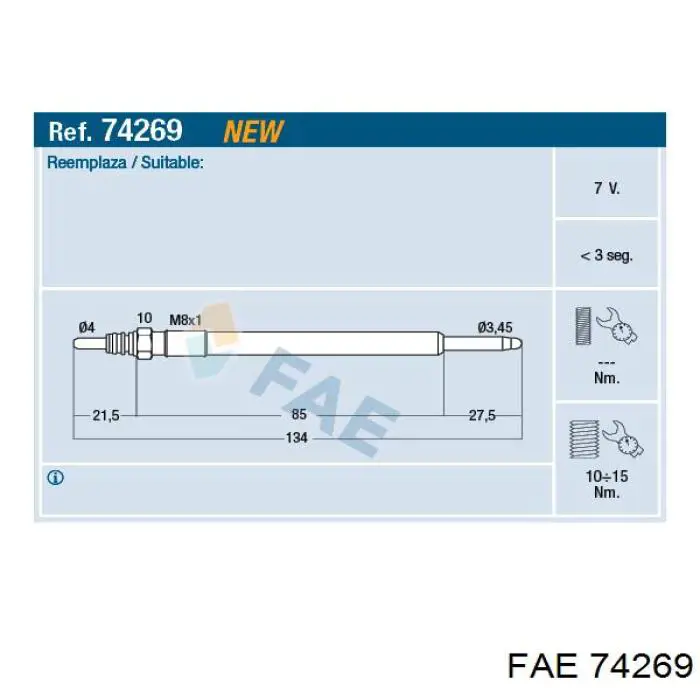 Свічка накалу 74269 FAE