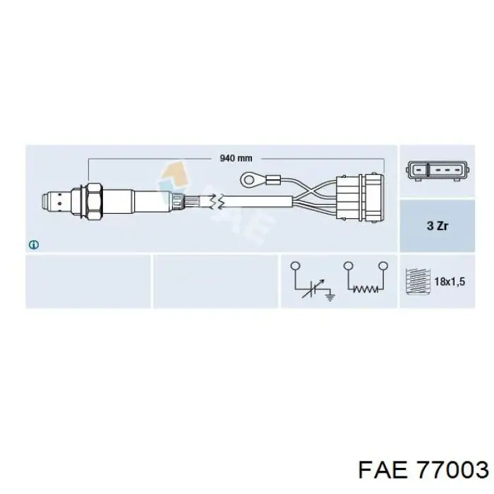Купити 77003 FAE Лямбда зонд, датчик кисню
