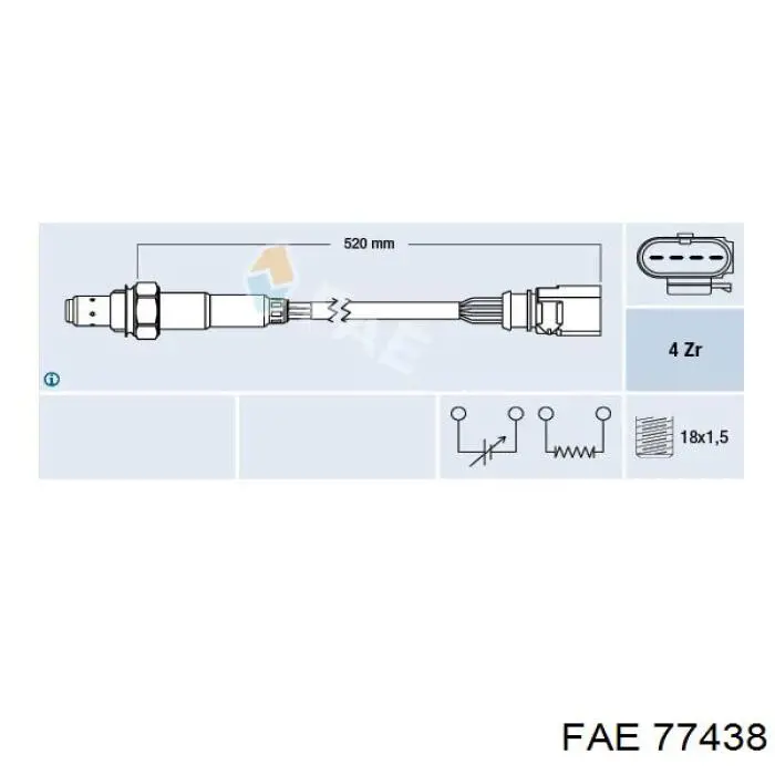 Лямбдазонд, датчик кисню до каталізатора FAE 77438 ціна, від 25.39 USD