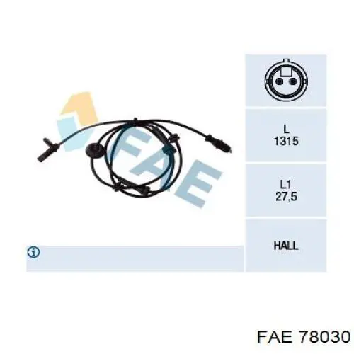 78030 FAE датчик абс (abs передній, правий)