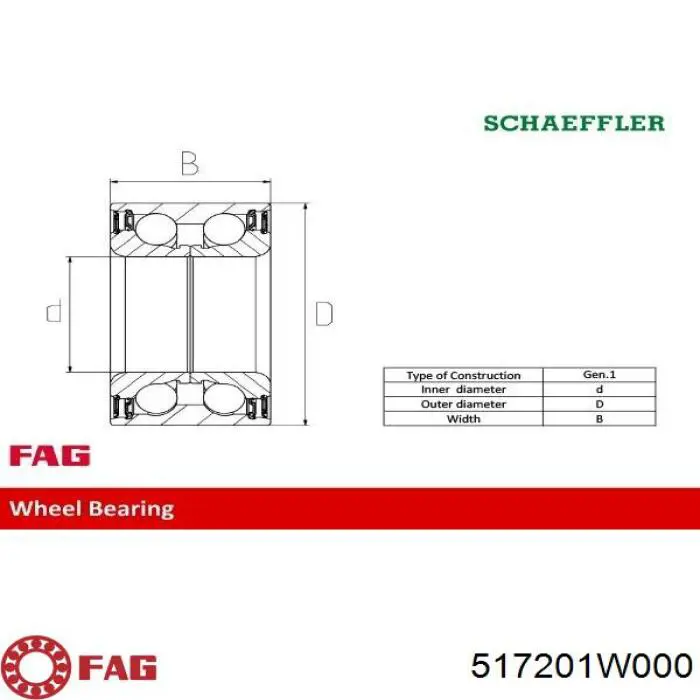 Комплект підшипник маточини передньої FAG 517201W000 ціна, від 16.73 USD