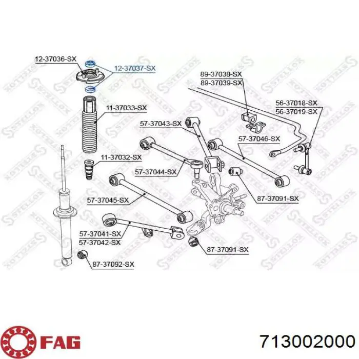 Підшипник опорний амортизатора, переднього 713002000 FAG