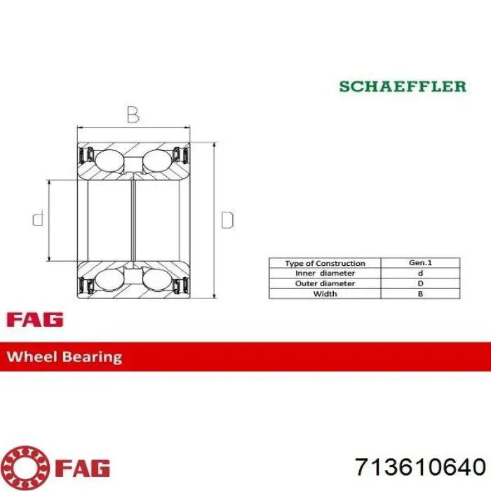Підшипник маточини передньої/задньої 713610640 FAG
