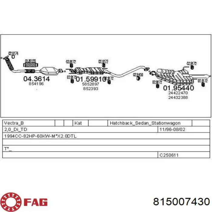 Опора амортизатора переднього 815007430 FAG