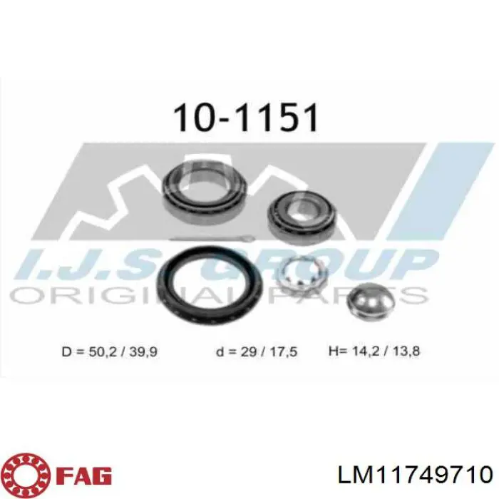 LM11749710 FAG Підшипник маточини задньої, зовнішній