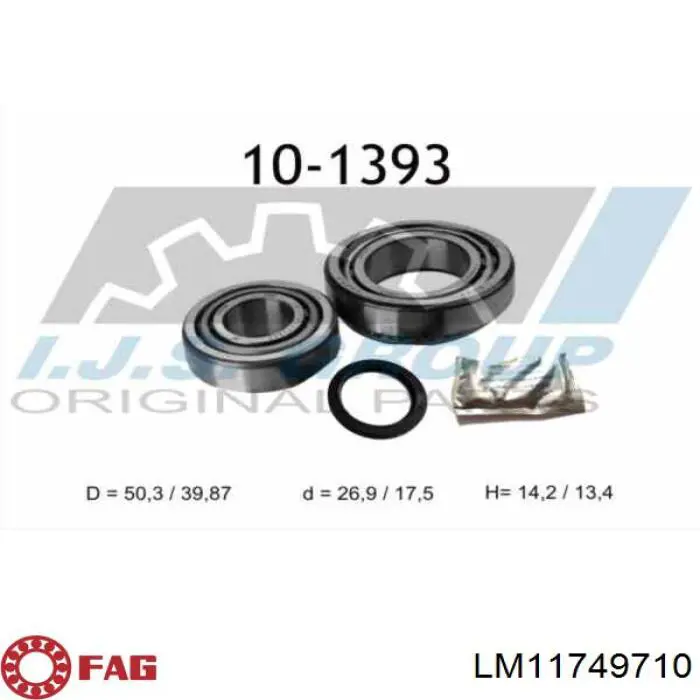 Підшипник маточини задньої, зовнішній LM11749710 FAG